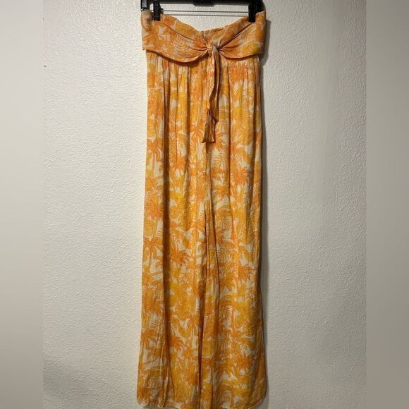 Orange Floral Strapless Jumpsuit - Picture 2 of 5